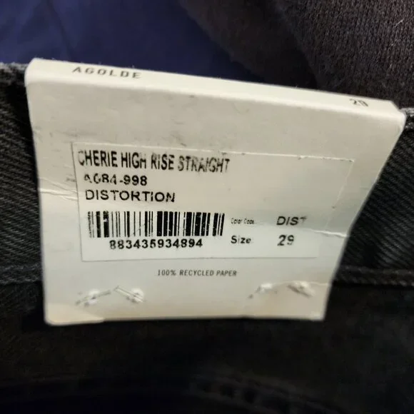 AGOLDE Cherie High Rise Straight Jeans in Distortion NWT Women 29/33X30.5 Grunge